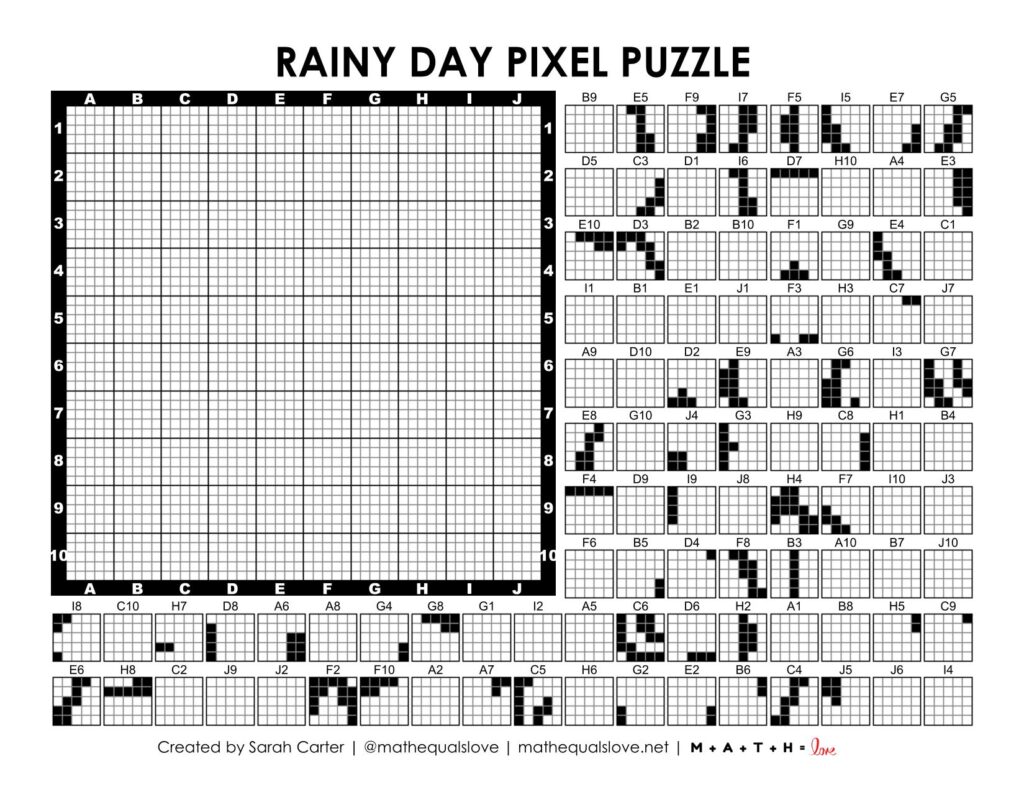 rain drops pixel puzzle worksheet.