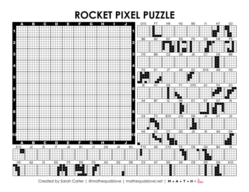 rocket pixel puzzle worksheet.