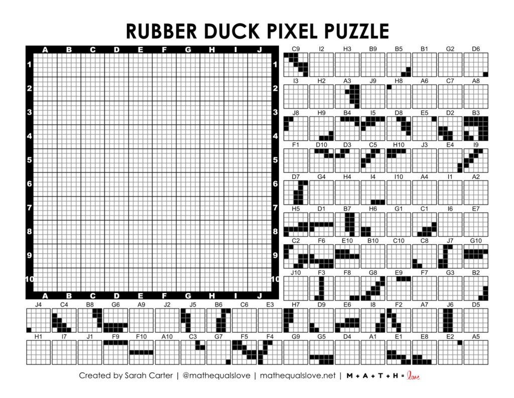 rubber duck pixel puzzle worksheet.