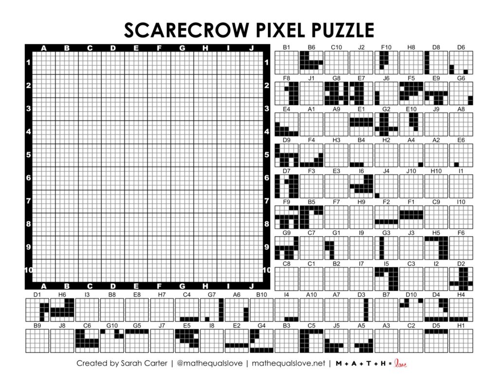 scarecrow pixel puzzle worksheet.