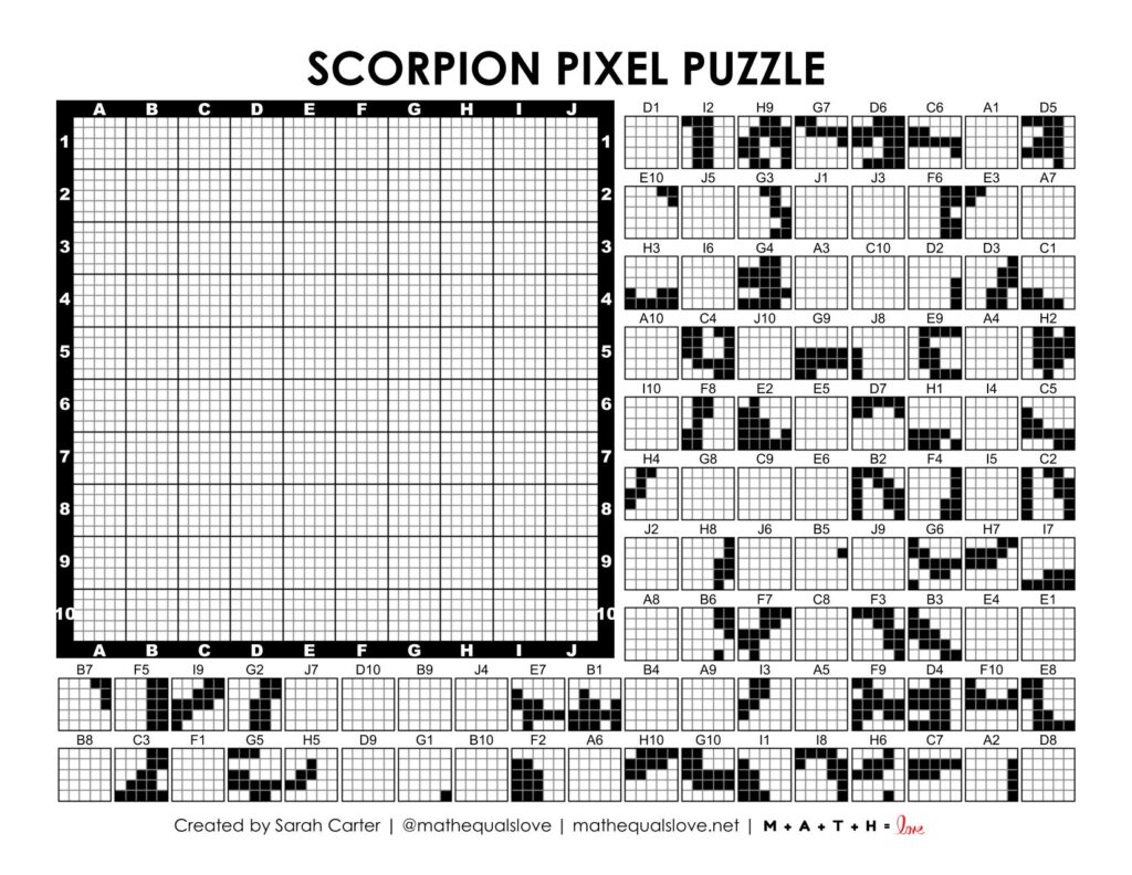 scorpion pixel puzzle worksheet.