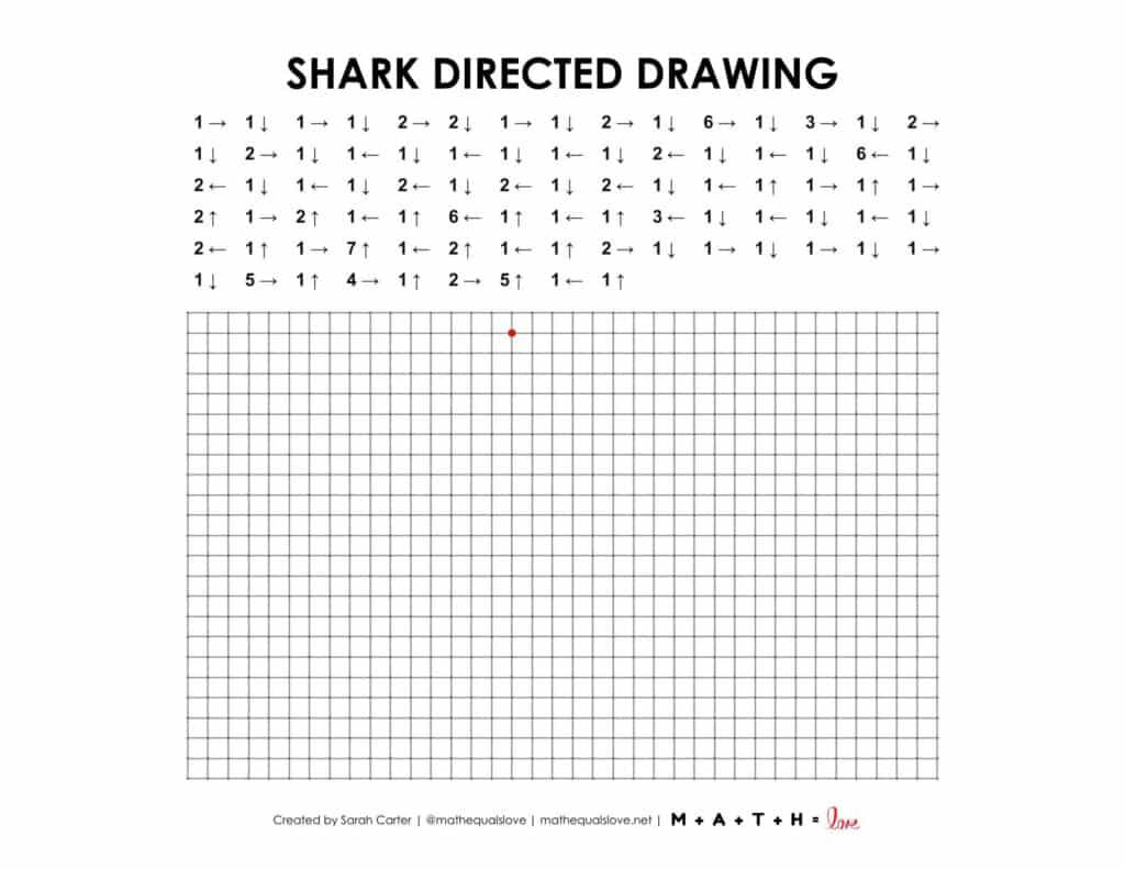 screenshot of shark directed drawing worksheet activity.