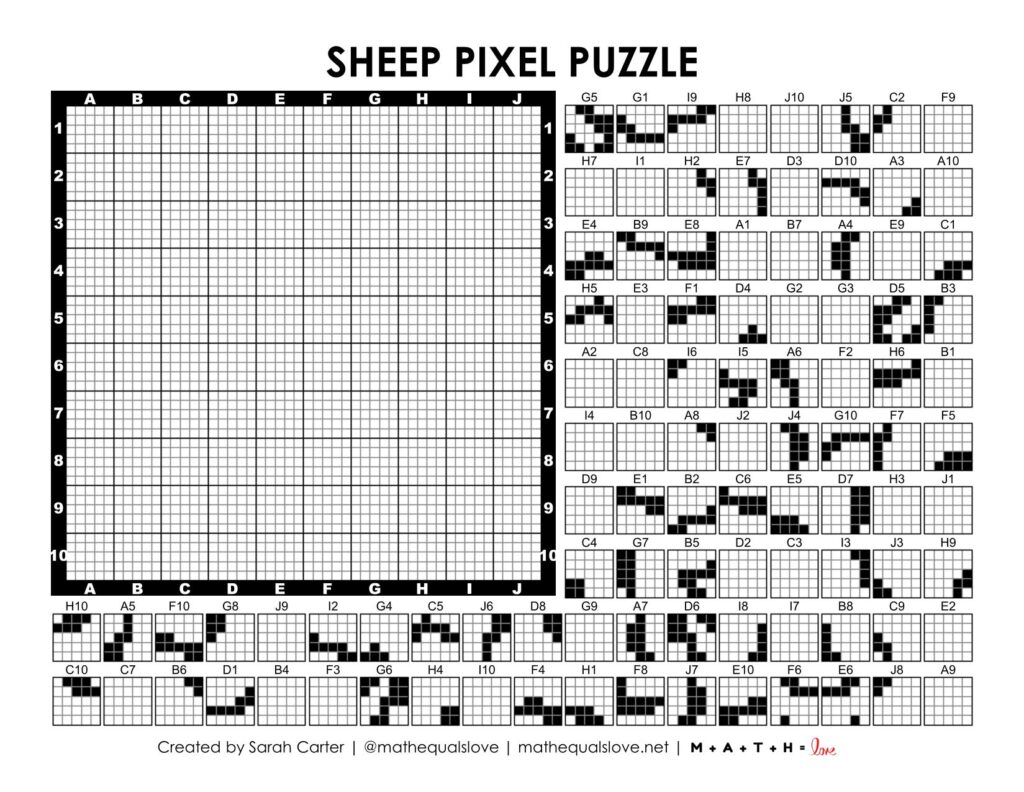 sheep pixel puzzle worksheet.