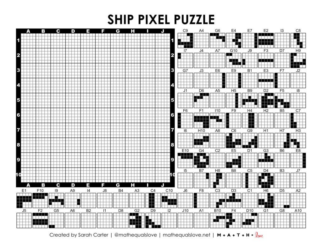 ship pixel puzzle worksheet.