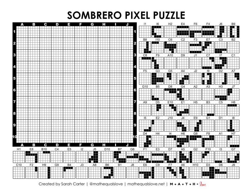 sombrero pixel puzzle worksheet.