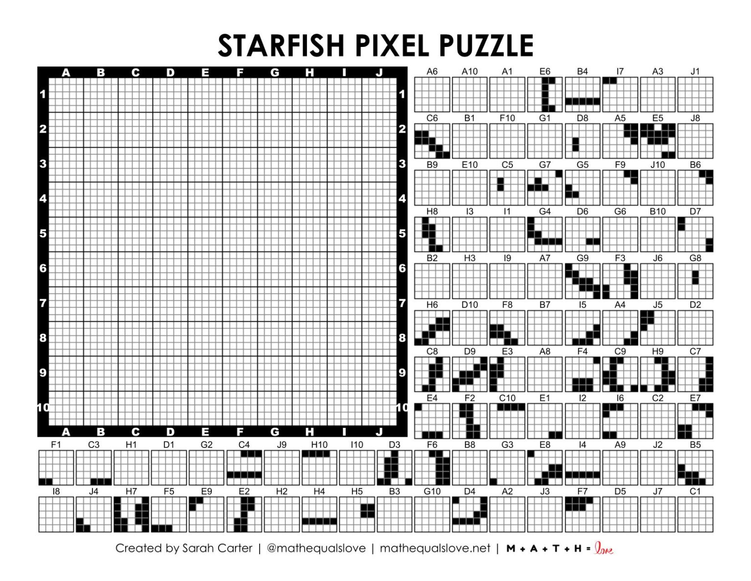 Starfish Pixel Puzzle | Math = Love