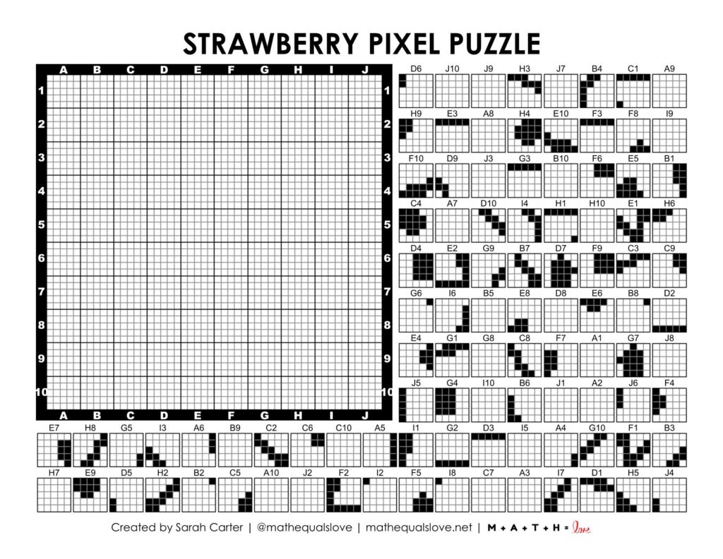 strawberry pixel puzzle worksheet.