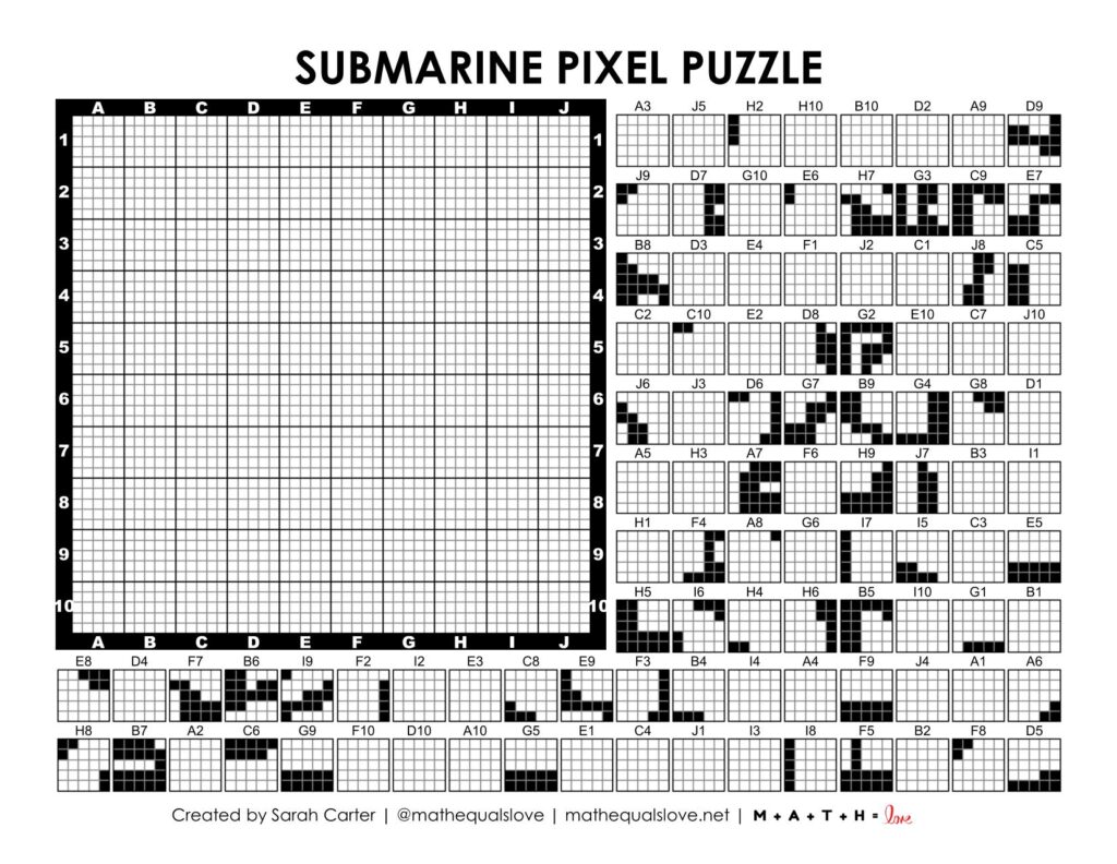 submarine pixel puzzle worksheet .
