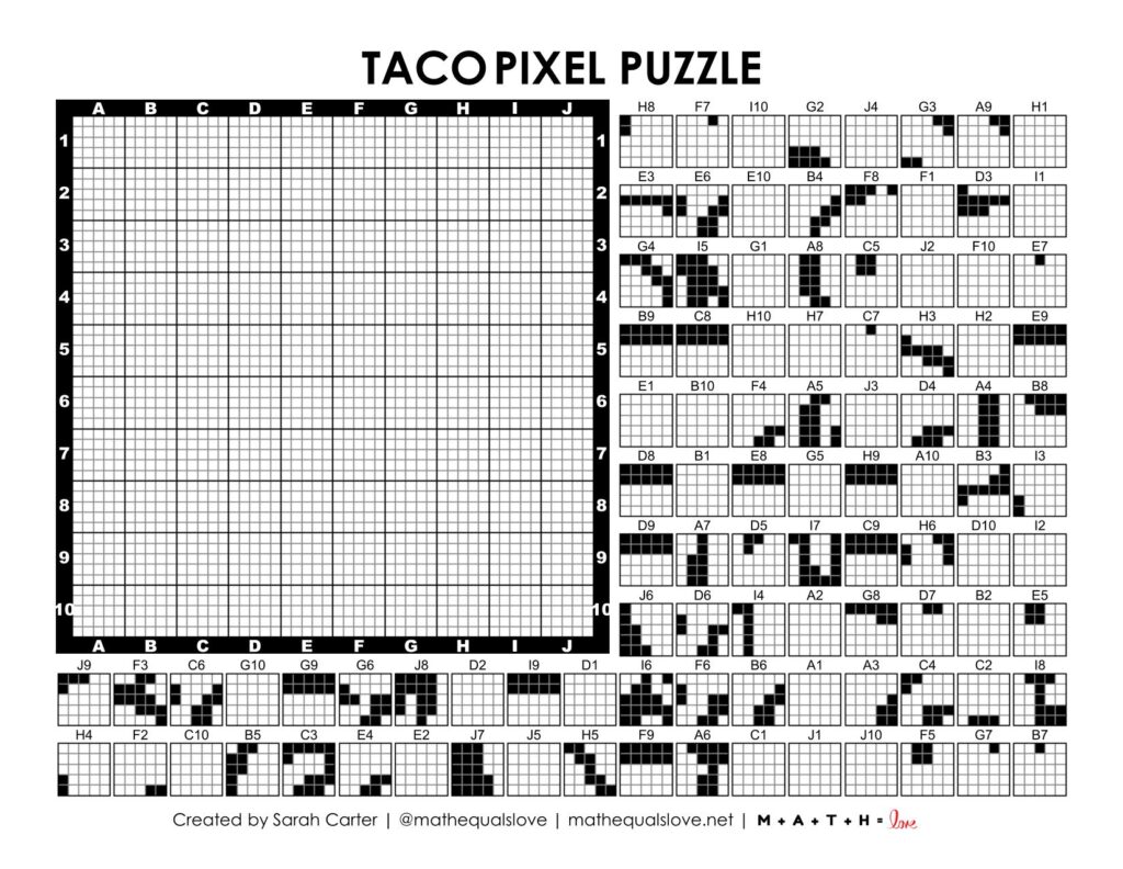 taco pixel puzzle worksheet.