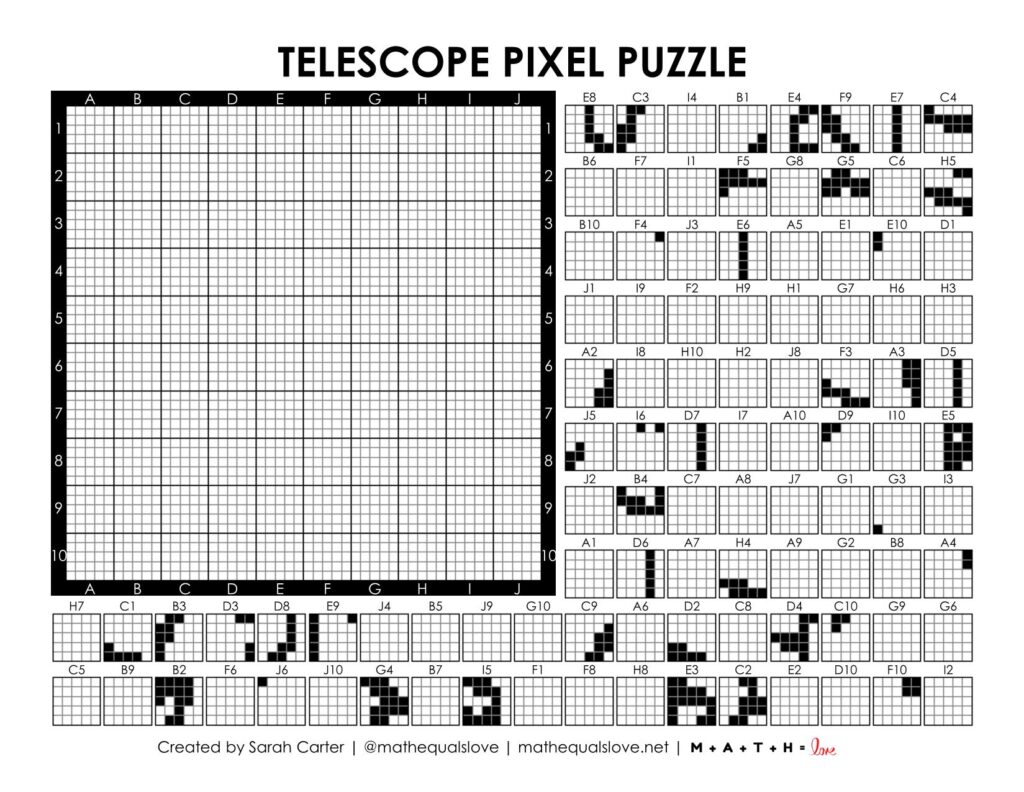telescope pixel puzzle worksheet.