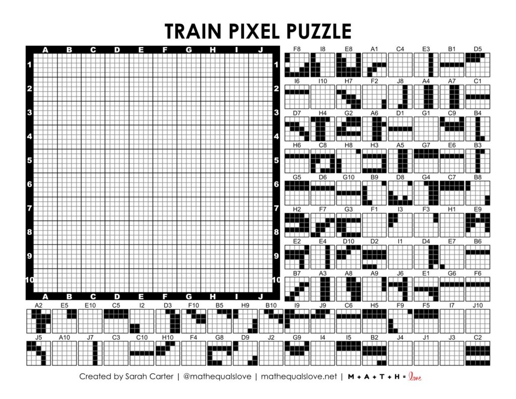 train pixel puzzle worksheet.