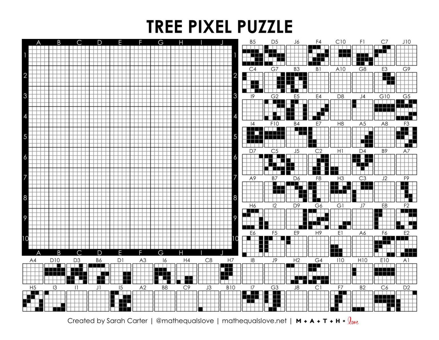Tree Pixel Puzzle | Math = Love