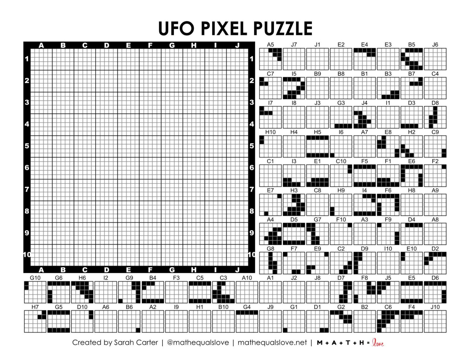 UFO Pixel Puzzle | Math = Love