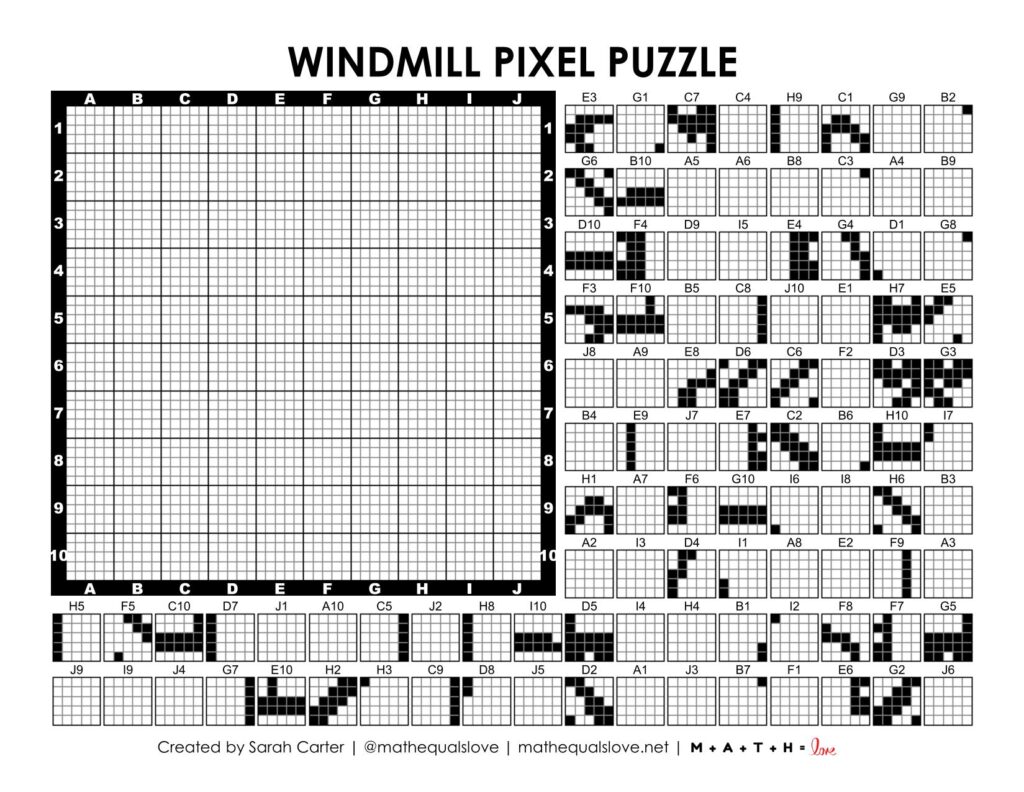 windmill pixel puzzle worksheet.