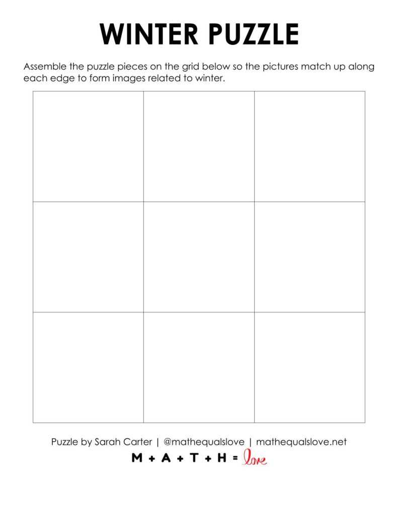 blank grid for winter edge matching puzzle.