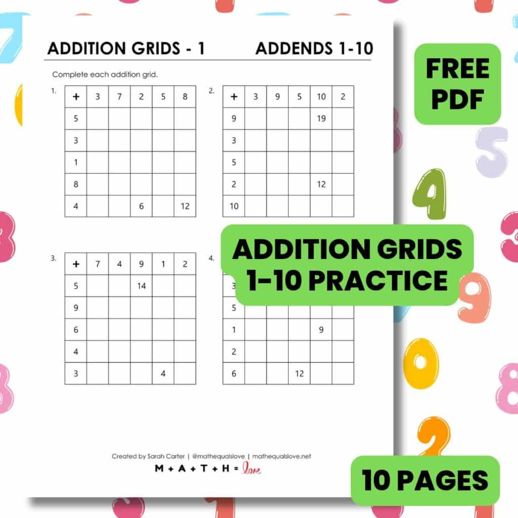 1-10 addition grid worksheets pdf.