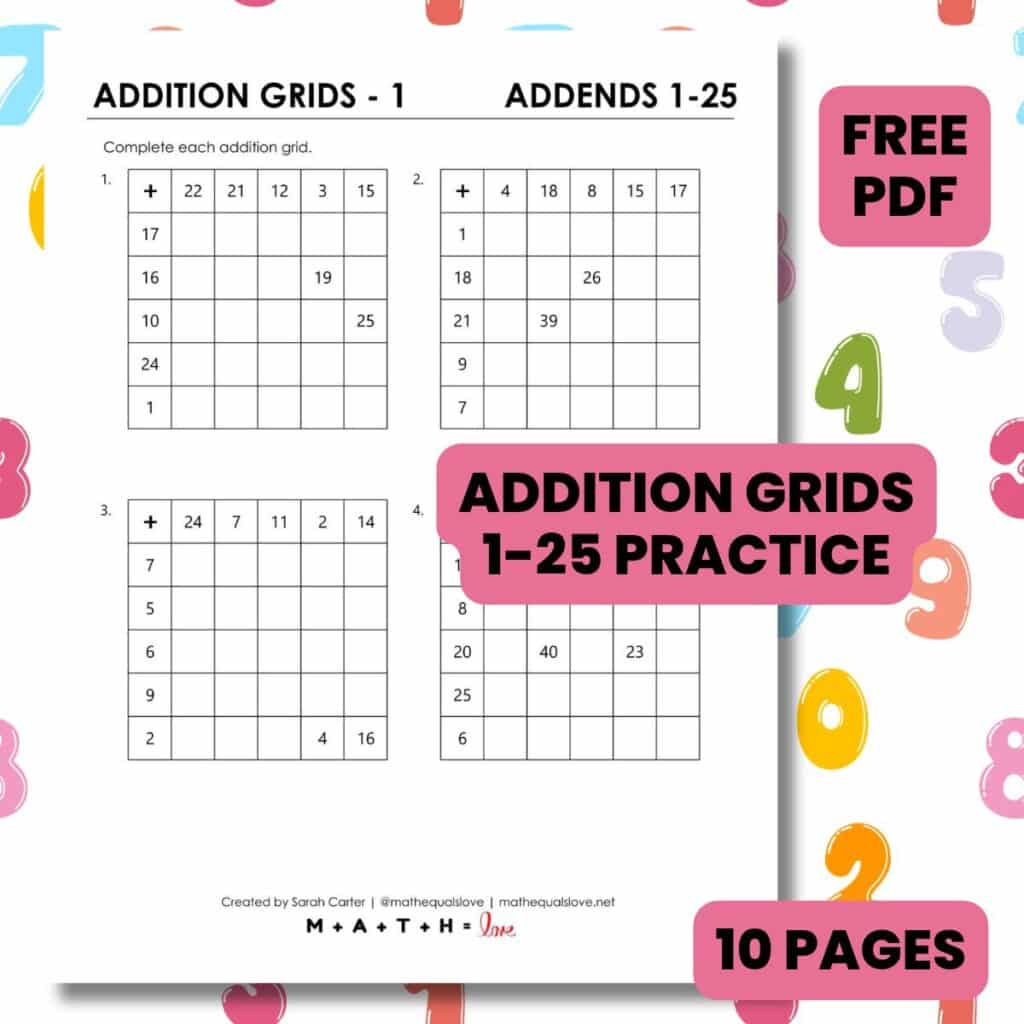 1-25 addition grid worksheets pdf.