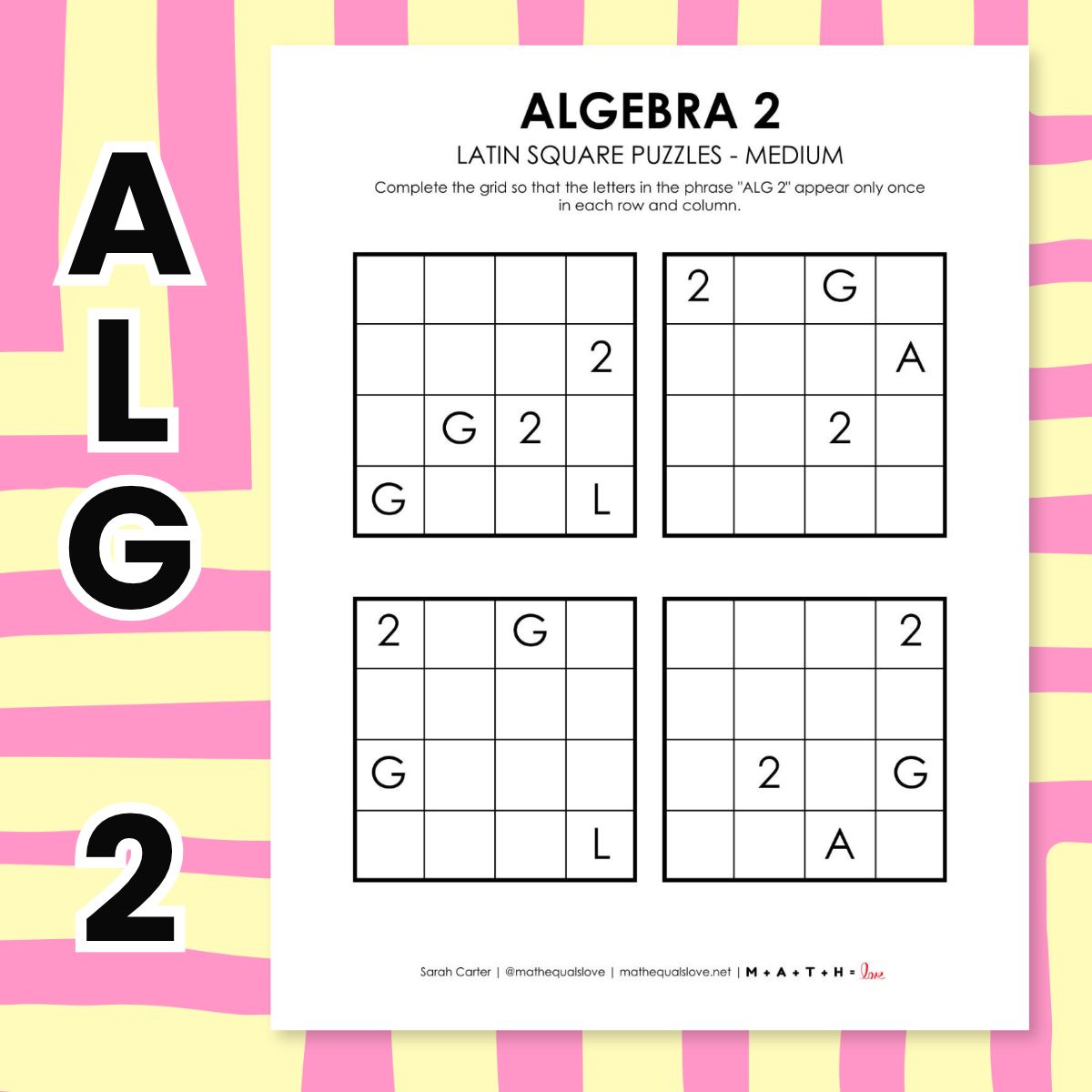 algebra 2 latin square puzzles.