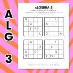 algebra 3 latin square puzzles.