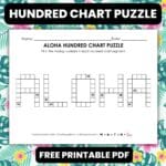 aloha hundred chart math puzzle worksheet.