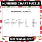 apple hundred chart puzzle worksheet.