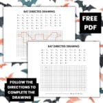 bat directed drawing worksheet for halloween.
