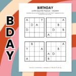 bday latin square puzzles for birthday.