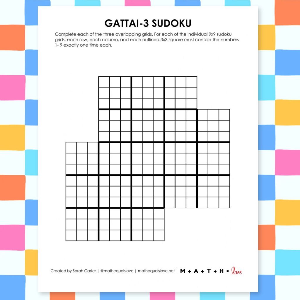 blank gattai-3 sudoku grid pdf.