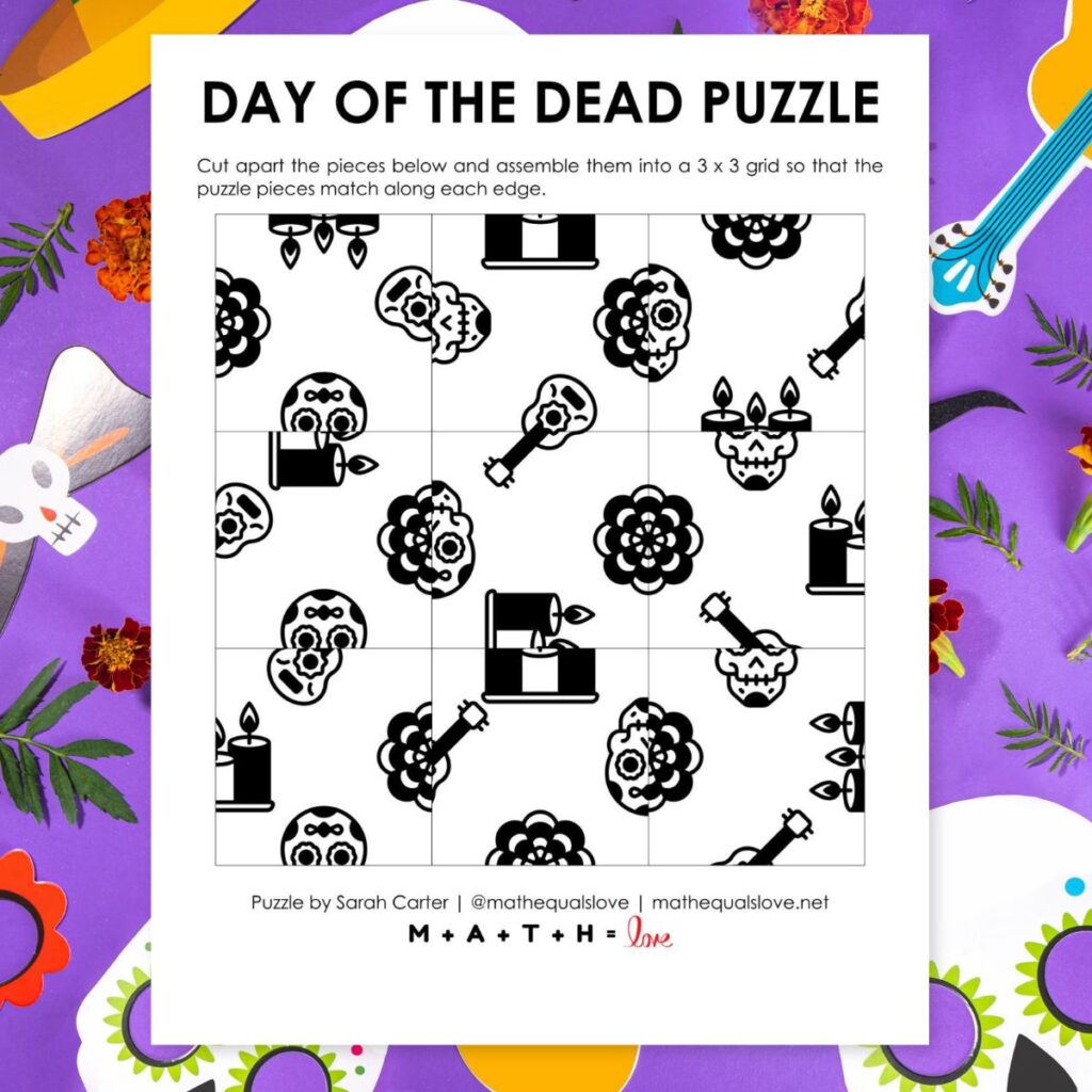 day of the dead square edge matching puzzle.
