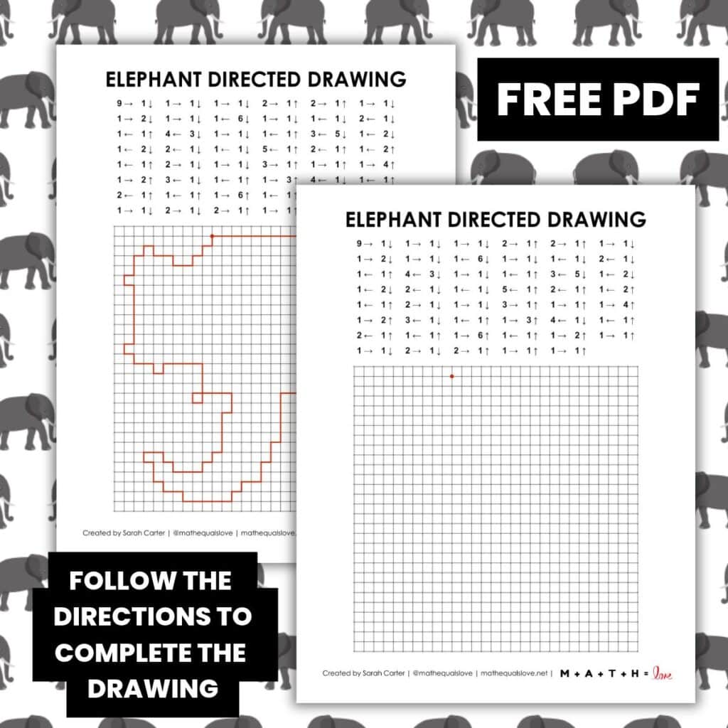 elephant directed drawing worksheet.