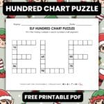 elf hundred chart math puzzle worksheet.