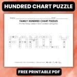 family hundred chart math puzzle worksheet.