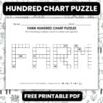 farm hundred chart math puzzle worksheet.