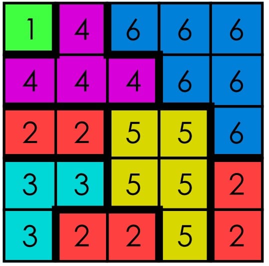 sample fillomino puzzle solution.