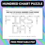 first day of school hundred chart math puzzle worksheet.