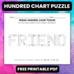 friend hundred chart math puzzle worksheet.