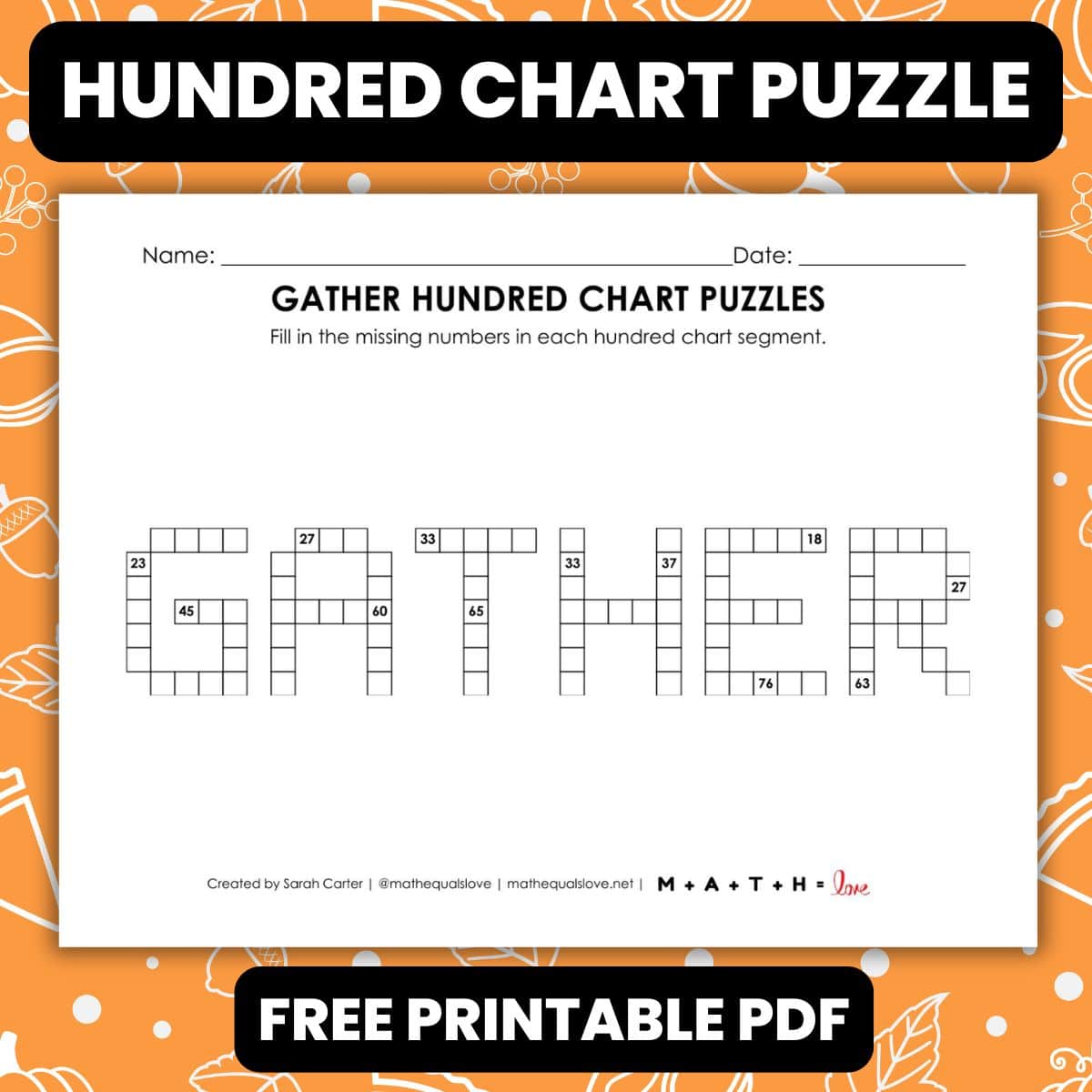 Gather Hundred Chart Puzzle Worksheet | Math = Love