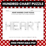 heart hundred chart math puzzle worksheet.
