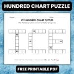 ice hundred chart math puzzle worksheet.