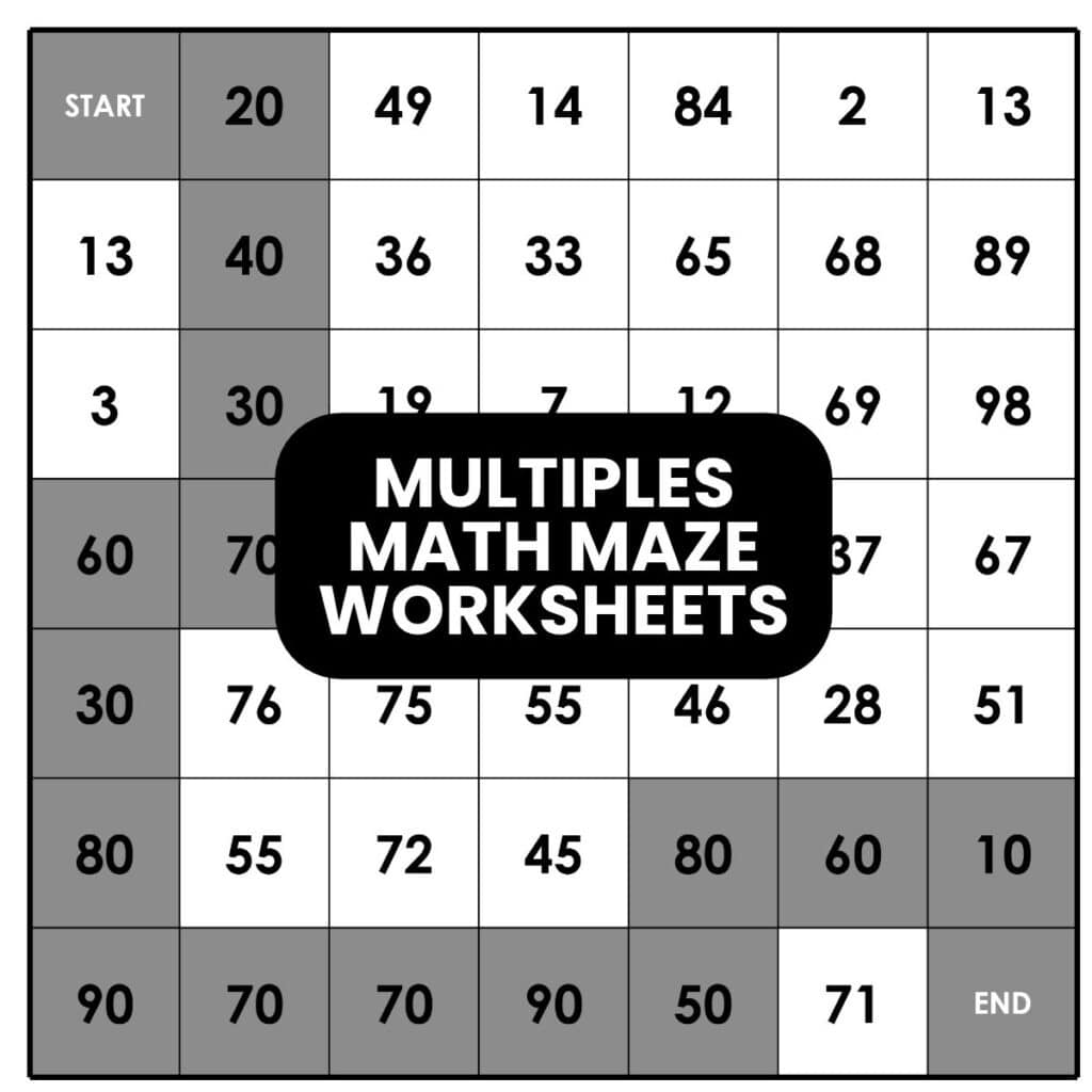 multiples math maze worksheets in pdf format.