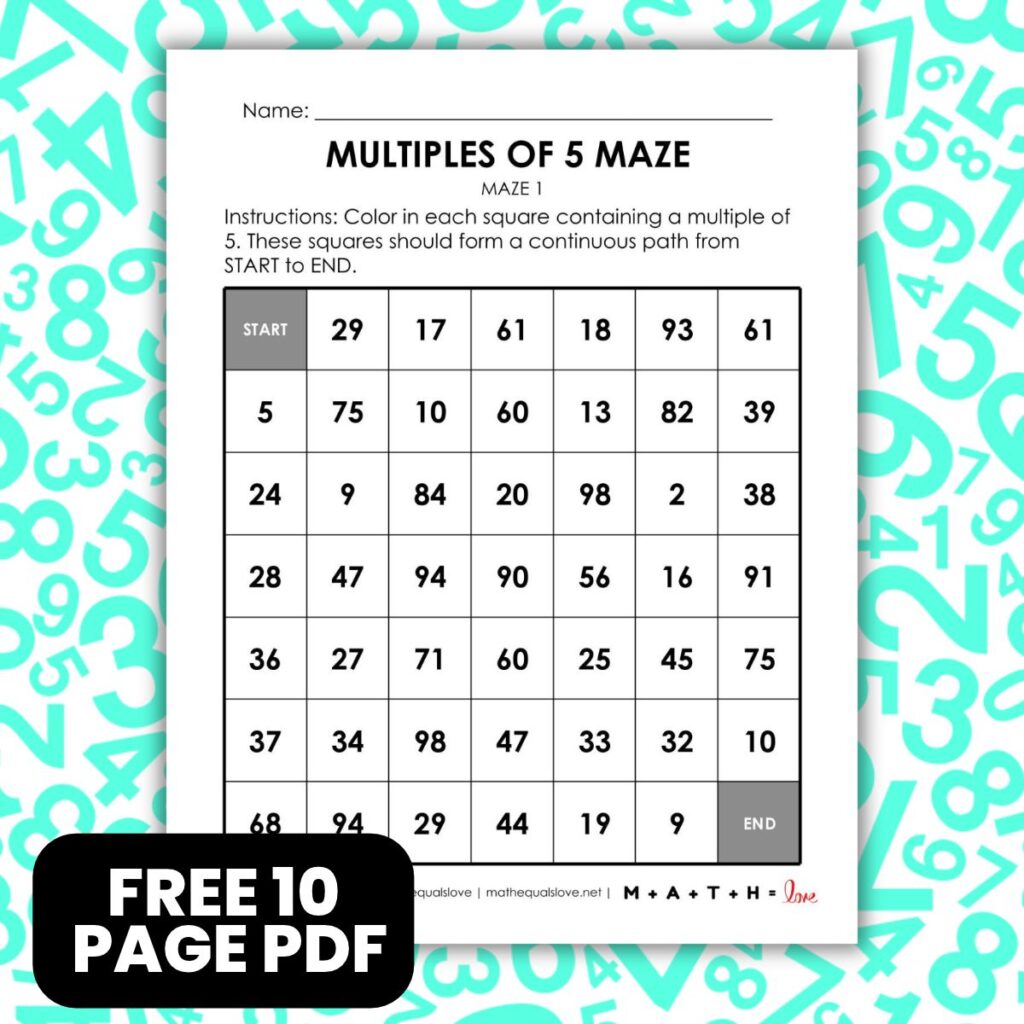 multiples of 5 math maze worksheet pdf.