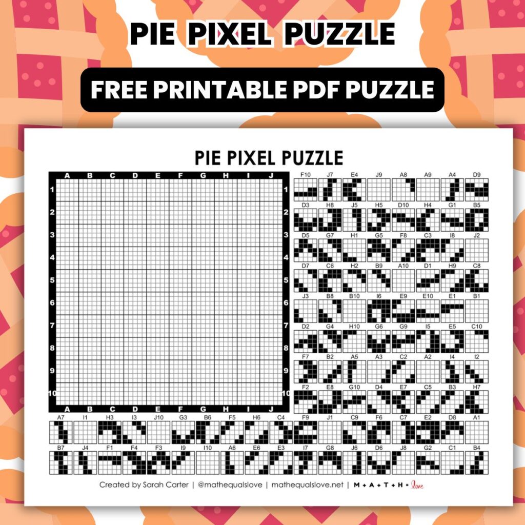 pie pixel puzzle worksheet.