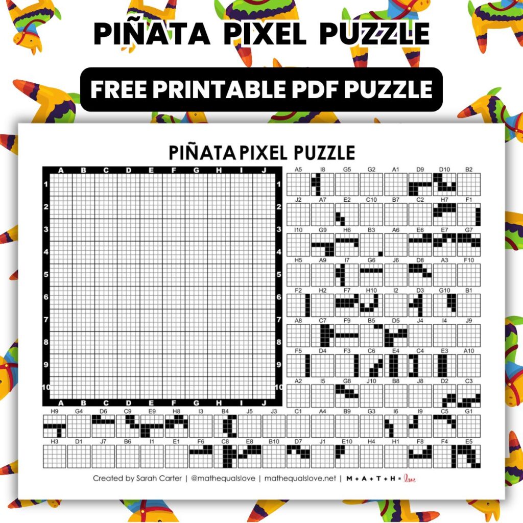 pinata pixel puzzle worksheet.