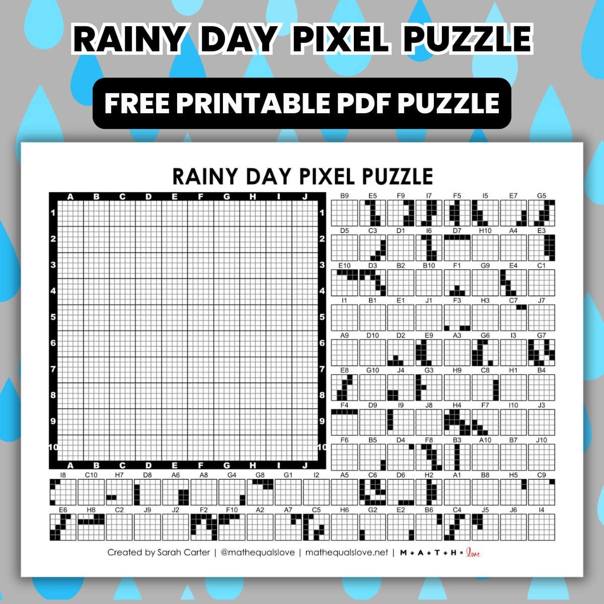 Rainy Day Pixel Puzzle | Math = Love