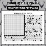 reindeer pixel puzzle worksheet for christmas.