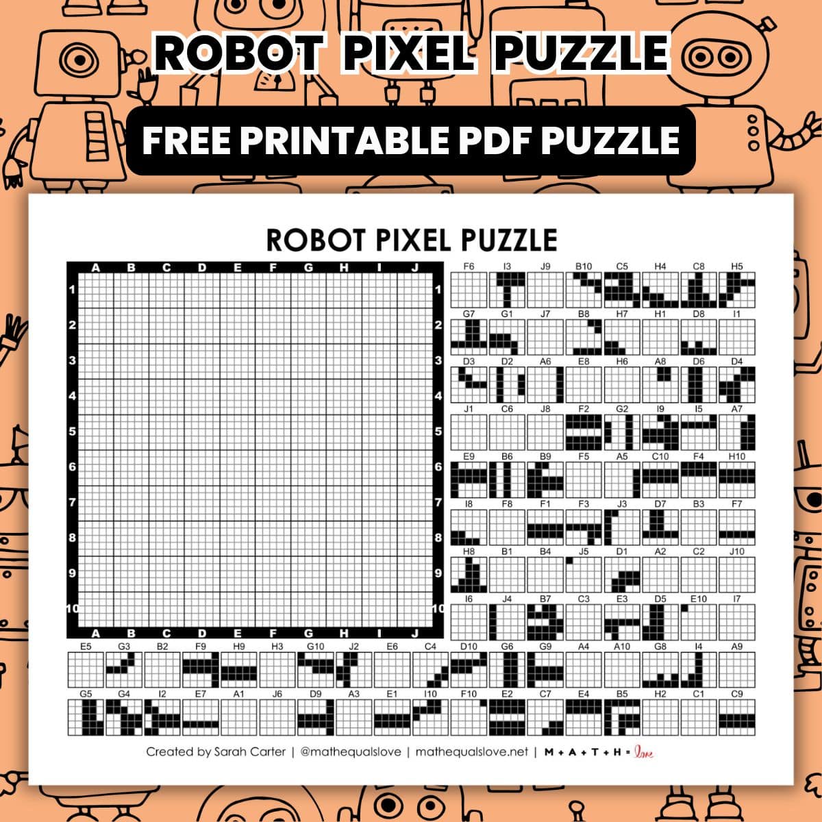 Robot Pixel Puzzle | Math = Love