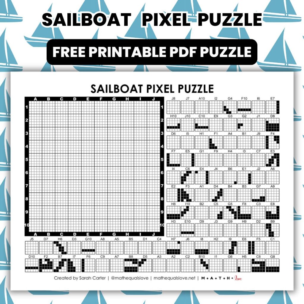 sailboat pixel puzzle worksheet.