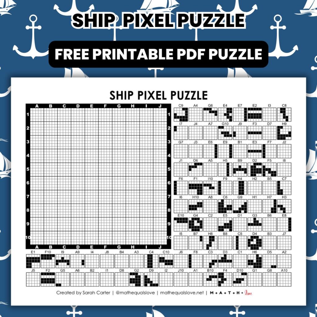 ship pixel puzzle worksheet.