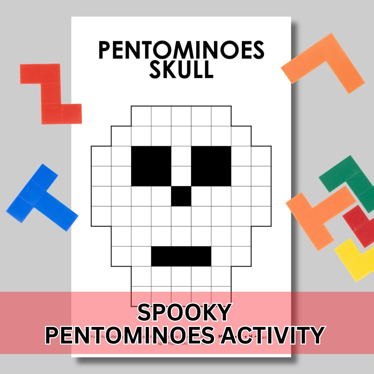 halloween skull pentominoes spooky puzzle pdf.