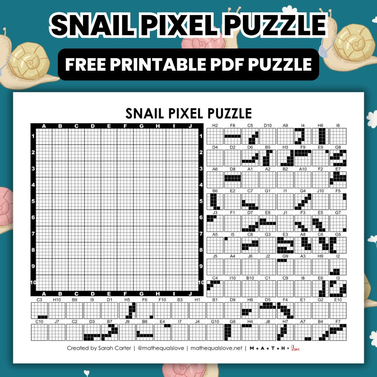 snail pixel puzzle worksheet.
